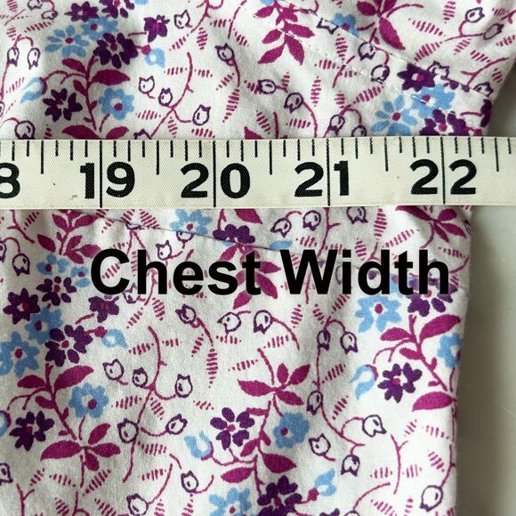 LL Bean Purple Blue White Floral Button-Front Shirt Long Sleeve-Women's Large - Picture 12 of 13